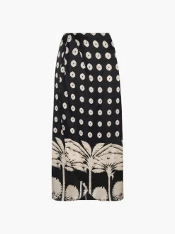 Amaime Satin Silk Midi Skirt