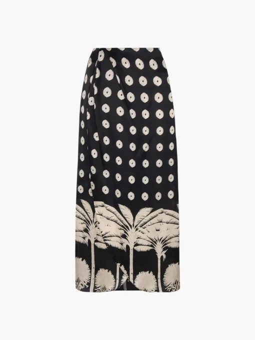 Amaime Satin Silk Midi Skirt