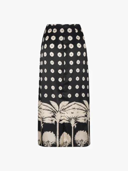 Amaime Satin Silk Midi Skirt