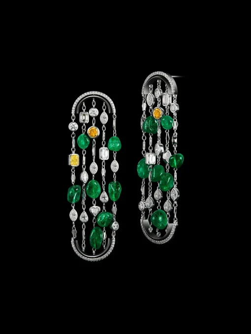 Arched Sautoir Tumble Bead Earrings