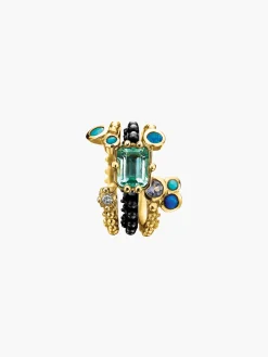 Boheme Emerald Blue Bouquet Trio Ring