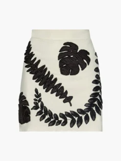 Carmelita Canvas Hand Embroidered Mini Skirt