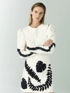 Carmelita Canvas Hand Embroidered Mini Skirt