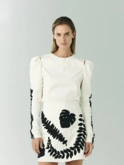 Carmelita Canvas Hand Embroidered Mini Skirt