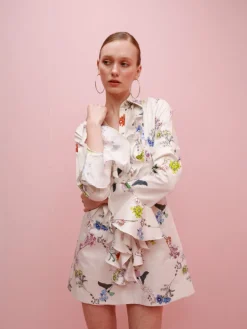 Cate Cotton Flowers Mini Dress