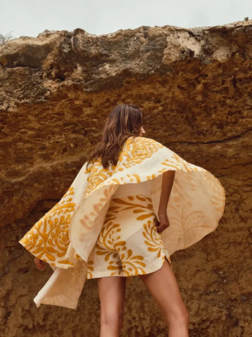 Cavalo Hand Embroidered Linen Poncho