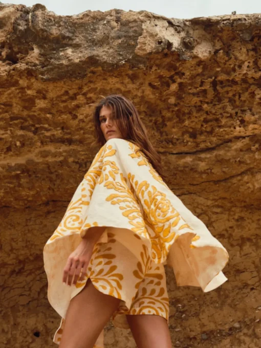 Cavalo Hand Embroidered Linen Poncho
