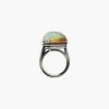 Checkerboard-Harlequin Opal Diamond Ring