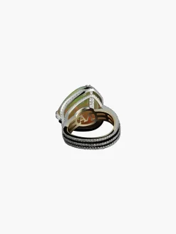 Checkerboard-Harlequin Opal Diamond Ring