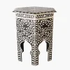 55cm Hexagonal Side Table With Floral Design