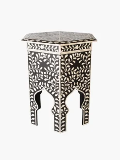 55cm Hexagonal Side Table With Floral Design
