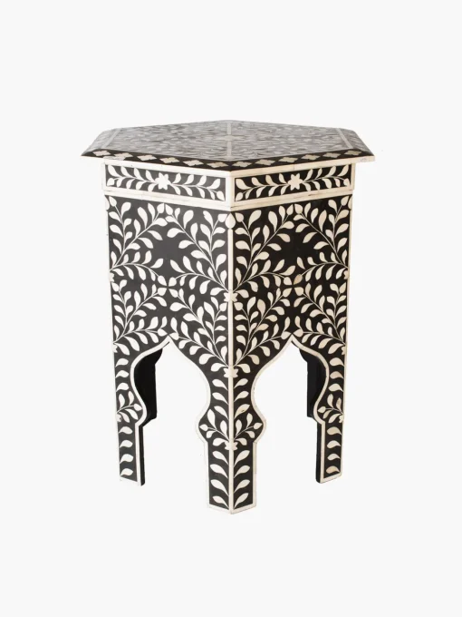 55cm Hexagonal Side Table With Floral Design
