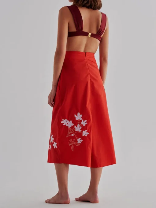 Constelaciones Cotton Midi Skirt