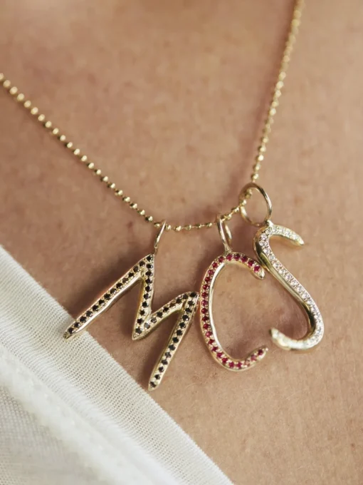 Diamond Pavé Raw Letter Charm