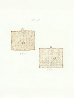Double Sided 1960s Calendar Charm