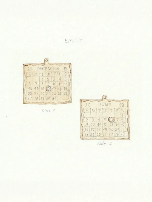 Double Sided 1960s Calendar Charm