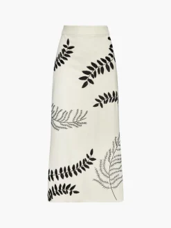 El Carmen Canvas Embroidered Midi Skirt