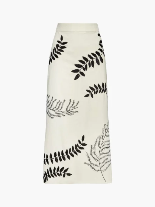 El Carmen Canvas Embroidered Midi Skirt