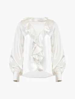 Elena Ruffle 100% Silk Top