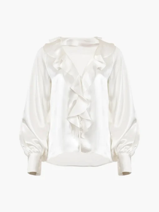 Elena Ruffle 100% Silk Top