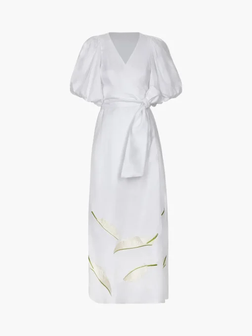 Ermita Linen Embroidered Midi Dress