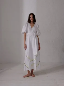 Ermita Linen Embroidered Midi Dress