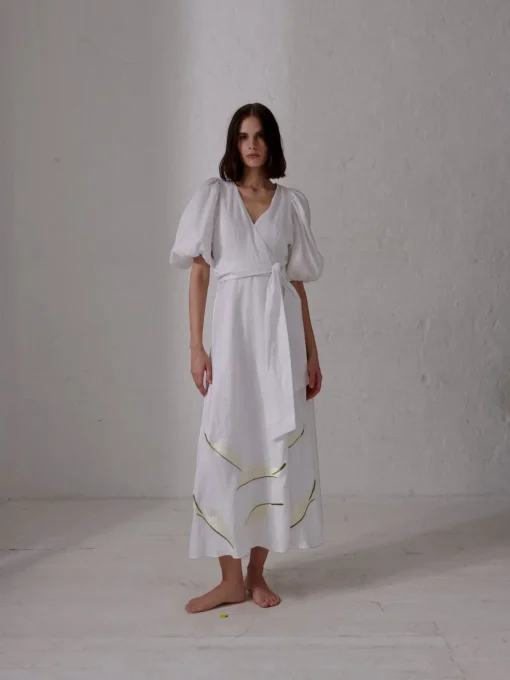 Ermita Linen Embroidered Midi Dress