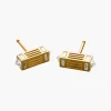 Fluted Capstone Bar Stud Earrings