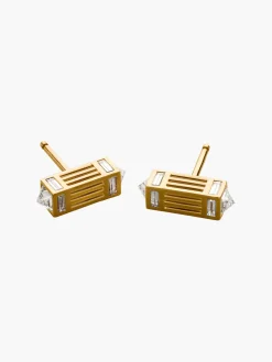 Fluted Capstone Bar Stud Earrings