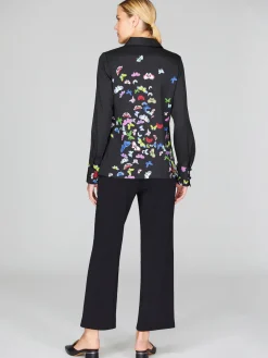Flutter Print Georgette Collared Shirt With Relaxed Sleeve