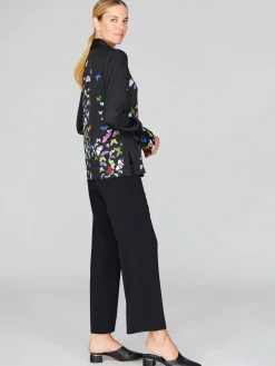 Flutter Print Georgette Collared Shirt With Relaxed Sleeve