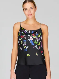 Flutter Print Georgette Drape Front Camisole