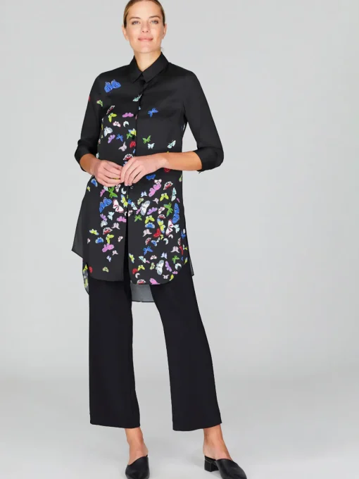 Flutter Print Georgette Long Collared Shirt