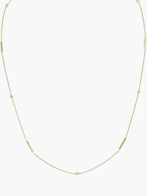 20" Gold Bar Diamond Bezel Station Chain