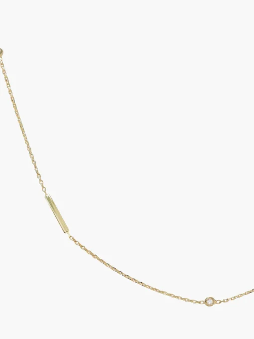 20" Gold Bar Diamond Bezel Station Chain