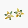 Golden Green Flower Earrings