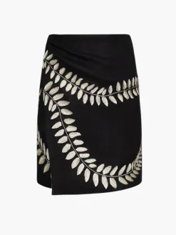 Guainia Embroidered Linen Mini Skirt