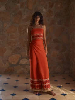 Guainia Linen Midi Skirt