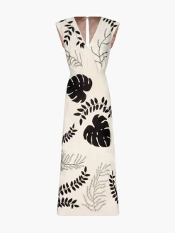 Gualanday Canvas Hand Embroidered Midi Dress