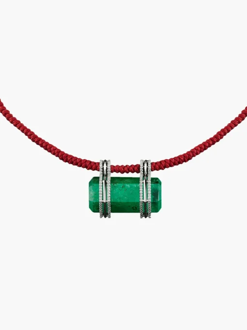 Hexagon Emerald & Diamonds Pendant