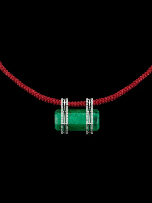 Hexagon Emerald & Diamonds Pendant