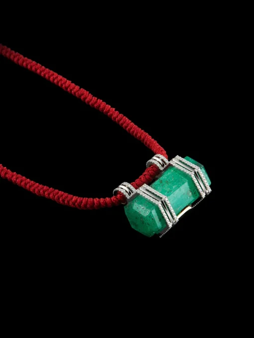 Hexagon Emerald & Diamonds Pendant