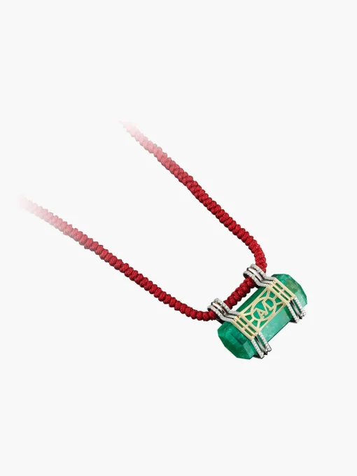 Hexagon Emerald & Diamonds Pendant