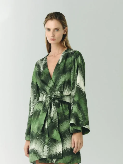 Joaquina Silk Jacquard Mini Kaftan