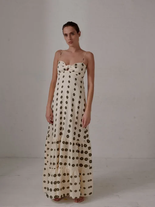 Julieta Silk Martellato Maxi Dress  