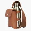 Leather Bottle Bag with Pocket and Bottle
