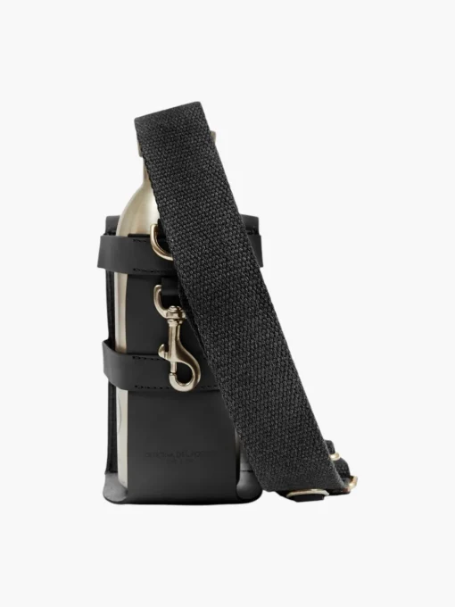 Leather Bottle Bag with Pocket and Bottle