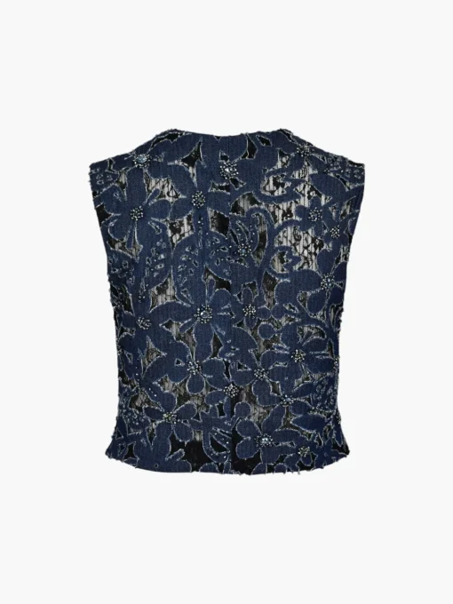 Luces Denim Hand Embroidered Vest
