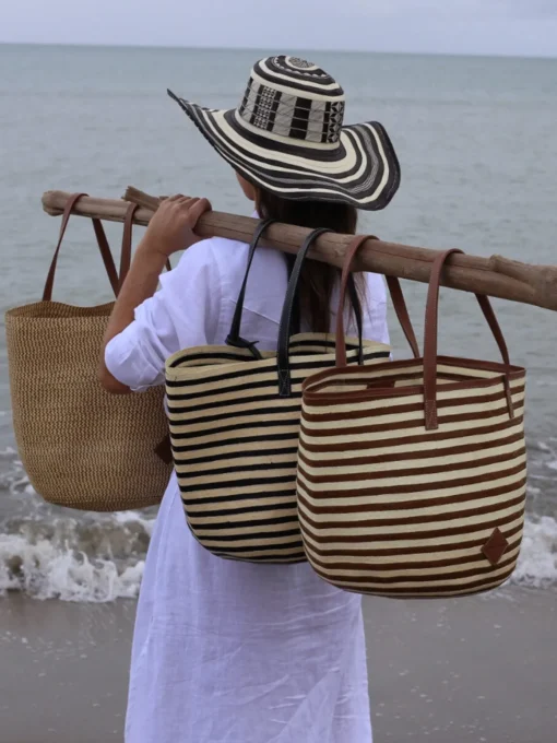 Marcial Handbag in Leather and Cana Flecha