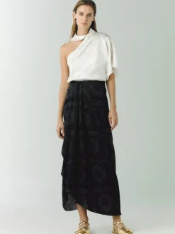 Myanmar Silk Jacquard Midi Skirt